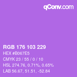 Color code: RGB 176 103 229 | qconv.com