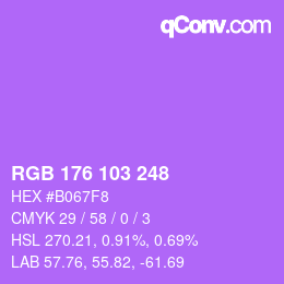 Color code: RGB 176 103 248 | qconv.com