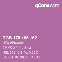 Color code: RGB 176 106 162 | qconv.com