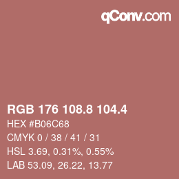 カラーコード: RGB 176 108.8 104.4 | qconv.com