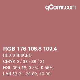 カラーコード: RGB 176 108.8 109.4 | qconv.com
