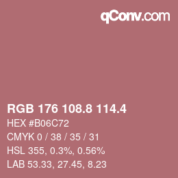 カラーコード: RGB 176 108.8 114.4 | qconv.com