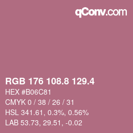 カラーコード: RGB 176 108.8 129.4 | qconv.com