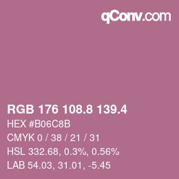 カラーコード: RGB 176 108.8 139.4 | qconv.com