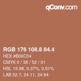 カラーコード: RGB 176 108.8 84.4 | qconv.com