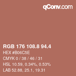 カラーコード: RGB 176 108.8 94.4 | qconv.com