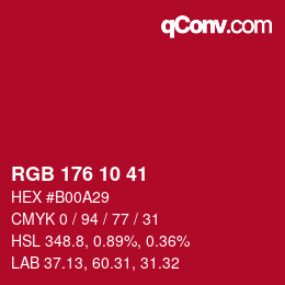 Color code: RGB 176 10 41 | qconv.com
