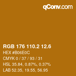 カラーコード: RGB 176 110.2 12.6 | qconv.com