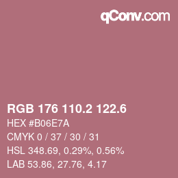 カラーコード: RGB 176 110.2 122.6 | qconv.com