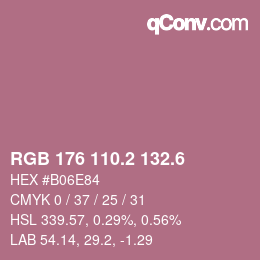 カラーコード: RGB 176 110.2 132.6 | qconv.com