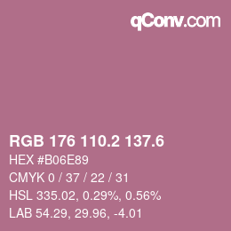 カラーコード: RGB 176 110.2 137.6 | qconv.com