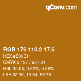 カラーコード: RGB 176 110.2 17.6 | qconv.com