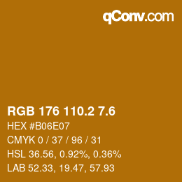 カラーコード: RGB 176 110.2 7.6 | qconv.com