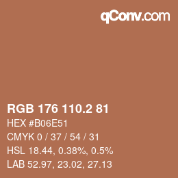 カラーコード: RGB 176 110.2 81 | qconv.com