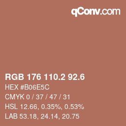カラーコード: RGB 176 110.2 92.6 | qconv.com
