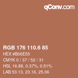 カラーコード: RGB 176 110.6 85 | qconv.com
