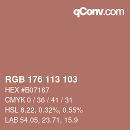 Color code: RGB 176 113 103 | qconv.com