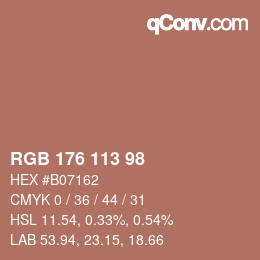 Color code: RGB 176 113 98 | qconv.com