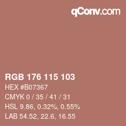 Color code: RGB 176 115 103 | qconv.com