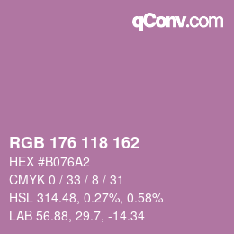 Color code: RGB 176 118 162 | qconv.com