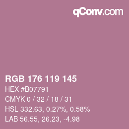 Color code: RGB 176 119 145 | qconv.com