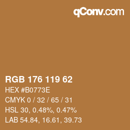Color code: RGB 176 119 62 | qconv.com