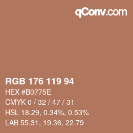 Color code: RGB 176 119 94 | qconv.com