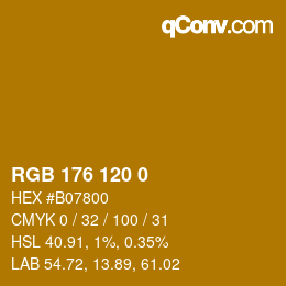 Color code: RGB 176 120 0 | qconv.com