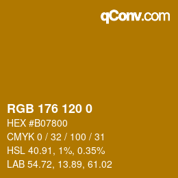 カラーコード: RGB 176 120 0 | qconv.com