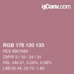 颜色代码: RGB 176 120 133 | qconv.com