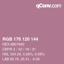 颜色代码: RGB 176 120 144 | qconv.com