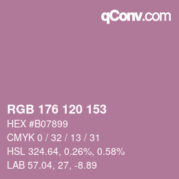 Código de color: RGB 176 120 153 | qconv.com