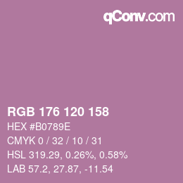 颜色代码: RGB 176 120 158 | qconv.com