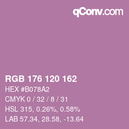 颜色代码: RGB 176 120 162 | qconv.com