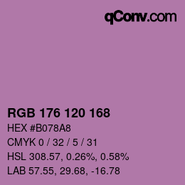 颜色代码: RGB 176 120 168 | qconv.com