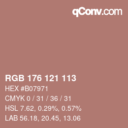 Color code: RGB 176 121 113 | qconv.com