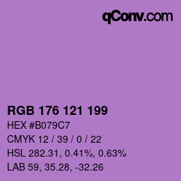 Color code: RGB 176 121 199 | qconv.com