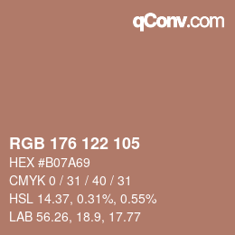 カラーコード: RGB 176 122 105 | qconv.com