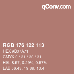 Color code: RGB 176 122 113 | qconv.com