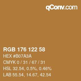 Color code: RGB 176 122 58 | qconv.com