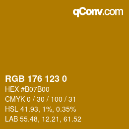 Color code: RGB 176 123 0 | qconv.com