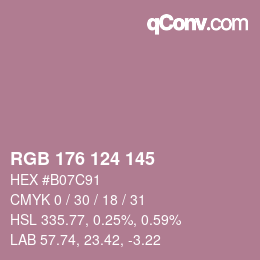 Color code: RGB 176 124 145 | qconv.com