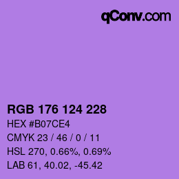 颜色代码: RGB 176 124 228 | qconv.com