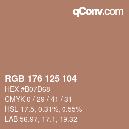 Color code: RGB 176 125 104 | qconv.com