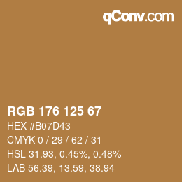 Color code: RGB 176 125 67 | qconv.com