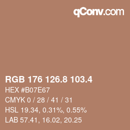カラーコード: RGB 176 126.8 103.4 | qconv.com