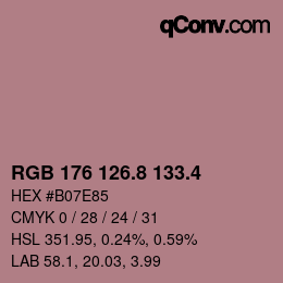 カラーコード: RGB 176 126.8 133.4 | qconv.com