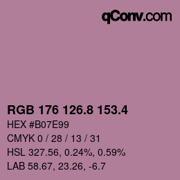 カラーコード: RGB 176 126.8 153.4 | qconv.com