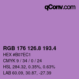 カラーコード: RGB 176 126.8 193.4 | qconv.com
