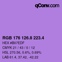 カラーコード: RGB 176 126.8 223.4 | qconv.com
